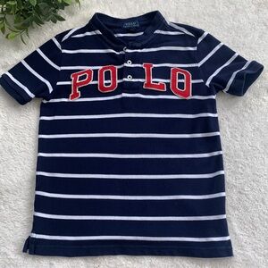 POLO Ralph Lauren Navy Blue & White Shirt 6 EUC